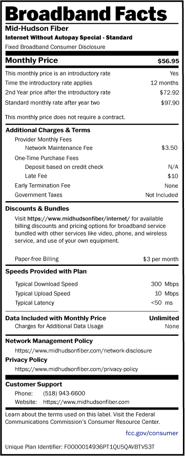 Internet Only Without Autopay Special Standard